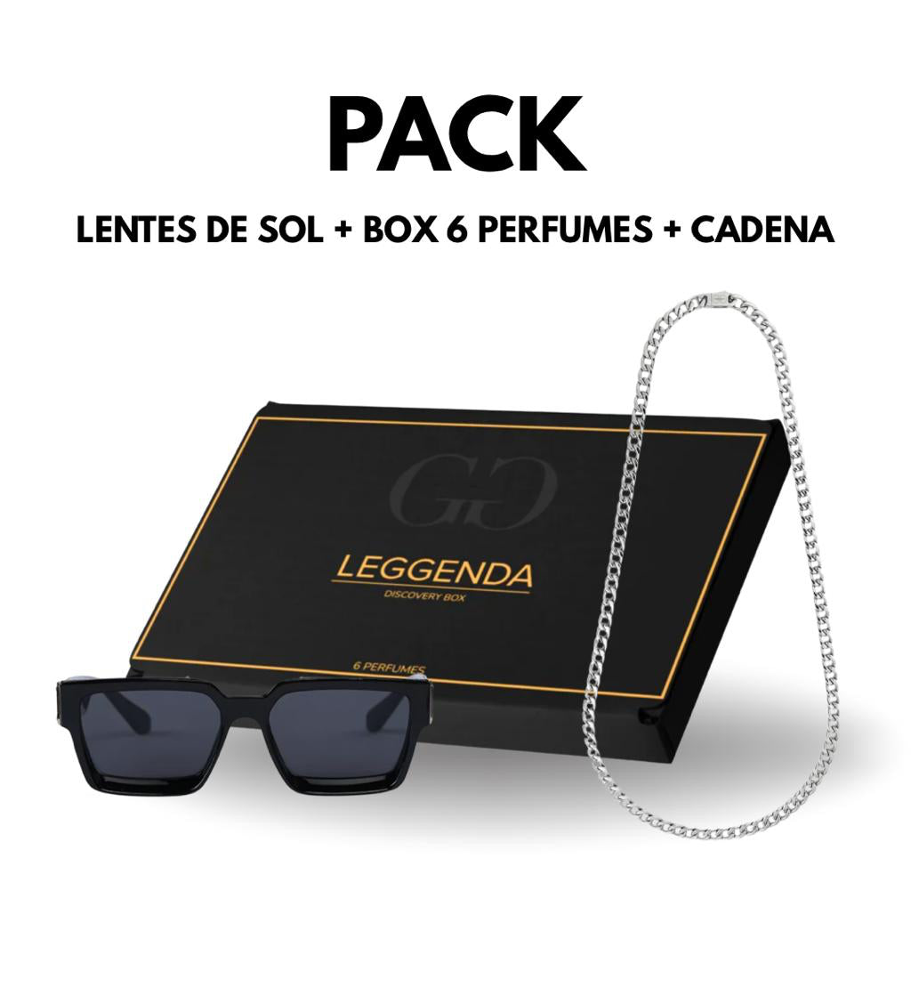 Pack lentes de sol + Box 6 perfumes + cadena