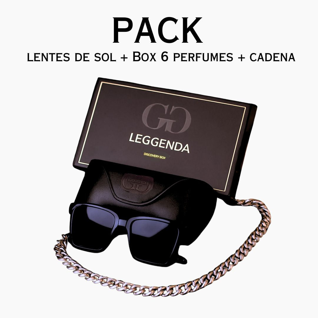 Pack lentes de sol + Box 6 perfumes + cadena