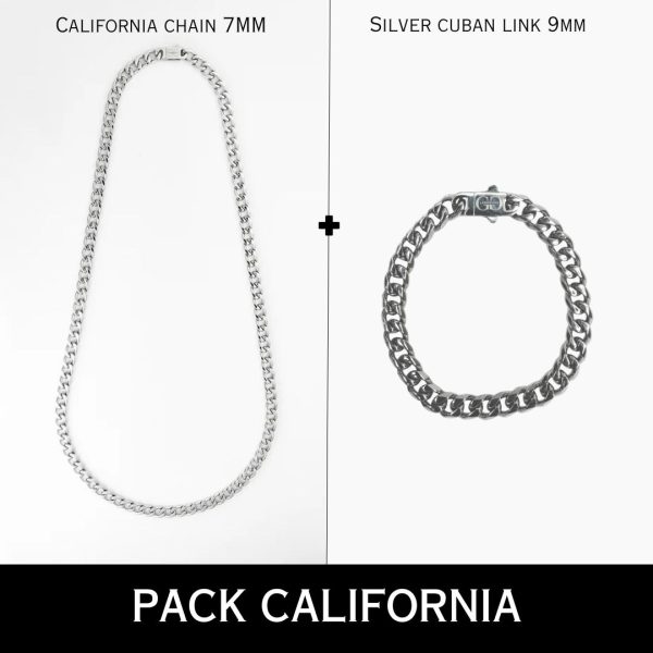 PACK CALIFORNIA: California Chain 7mm + Silver Cuban link 9mm